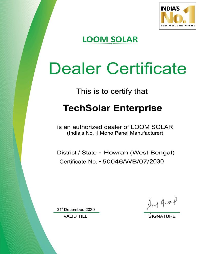 Loom Solar Authorized Partner Certificate