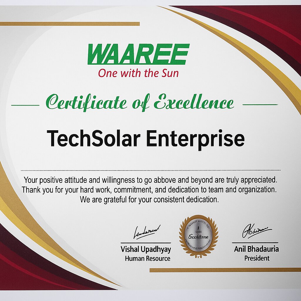 Waaree Solar Authorized Dealer Certificate